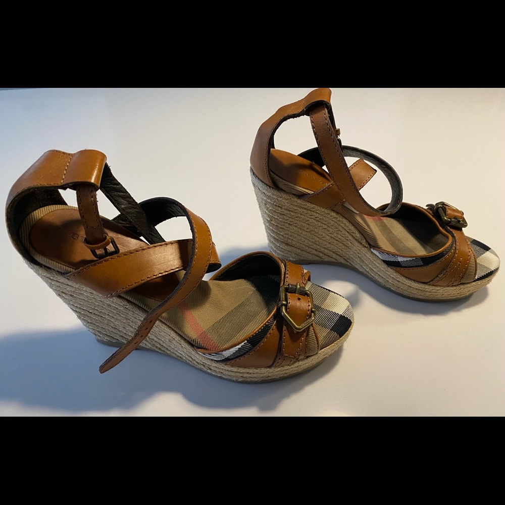 Burberry Canvas Check Wedges Size 5